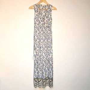 Promesa Blue Rayon Floral Sleeveless Maxi Dress, Small